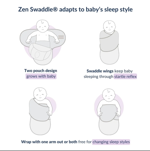 Nested Bean Zen Swaddle – Stardust Blue | 0–6 Months OR 7–14 lbs - Picture 8 of 10
